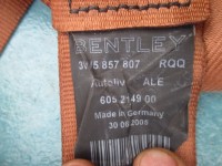 Bentley Continental Flying Spur rear center seatbelt seat belt