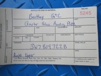 Bentley GTC right quarter glass upper mounting plate #5245