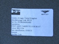 Bentley Continental Flying Spur trunk boot floor mat carpet rug #8565